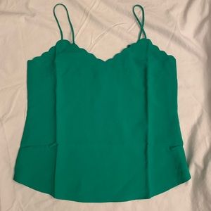 J Crew NWT Kelly Green Scalloped Tank Top
